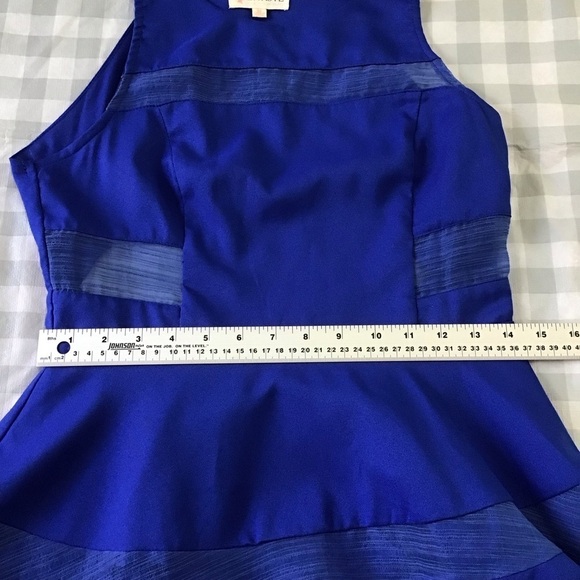 L’atiste by Amy cerulean blue dress fit&flare open back sleeveless sheer medium - Picture 12 of 15